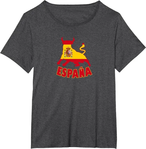Vista 8 de Spain Espana with Bull and National Flag/Present T-Shirt Asphalt Grey