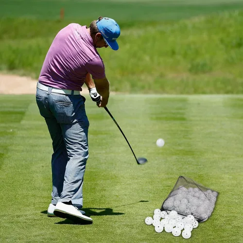 Vista 3 de Pelotas de golf de práctica, paquete de 100 pelotas de golf de plástico huecas de flujo de aire, entrenamiento o campo de conducción, práctica