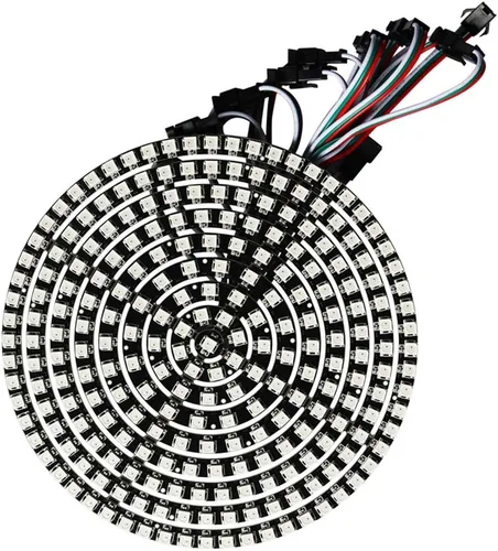 Vista 5 de 60 LEDs WS2812B 5050 RGB LED Anillo Lámpara Luz Direccionable Individual Full Dream Color DC5V con Mini Controlador