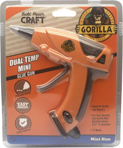 Vista 3 de Gorilla Kit de pistola de pegamento caliente de doble temperatura con barras de pegamento caliente Gorilla (75 unidades)