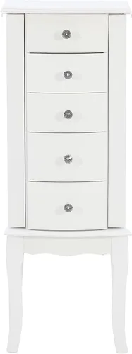 Vista 8 de Powell Muebles Joyería Armario, Blanco, 13"x 9.375"x 35.5