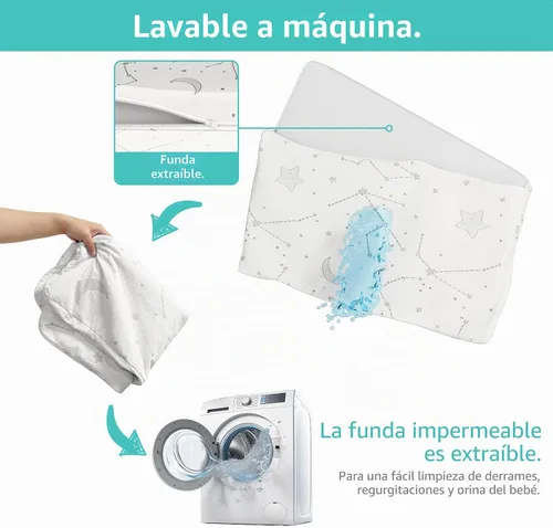 Vista 5 de YENING Cubrecolchón transpirable de 38 x 26 pulgadas, impermeable, para Pack N Play, con correa, paquete de 2 2 Paquete Normal