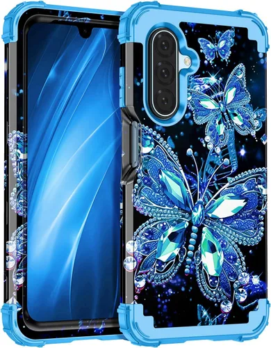 Vista 64 de Miqala Funda para Galaxy A14 5G, que brilla en la oscuridad, tres capas, resistente, a prueba de golpes, protección completa, parachoques