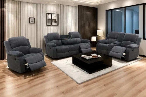 Vista 29 de A Ainehome Juego de Muebles de Sala de Estar de Cuero Reclinable Juego de Sofá Sillón Loveseat Juego de Muebles Sofá para Sala de Estar/Espacio