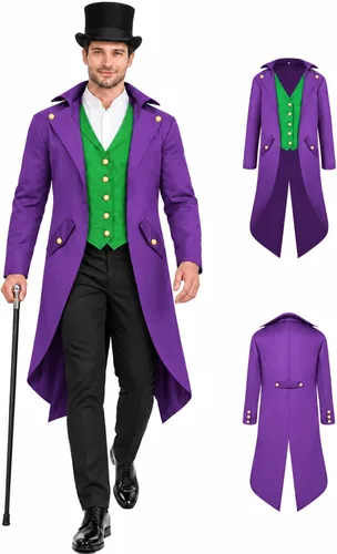 Vista 8 de SIAEAMRG Renaissance Pirate Gothic Tailcoat Jackets Halloween Costumes Men Negro