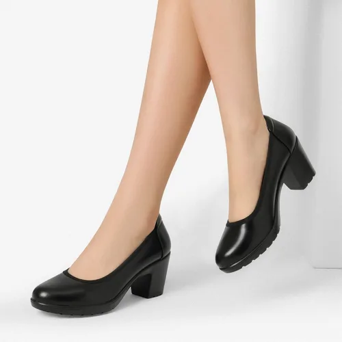 Vista 6 de DREAM PAIRS Zapatos de tacón bajo con punta cerrada y gruesos para mujer, zapatos de trabajo cómodos con punta redonda para vestido de boda