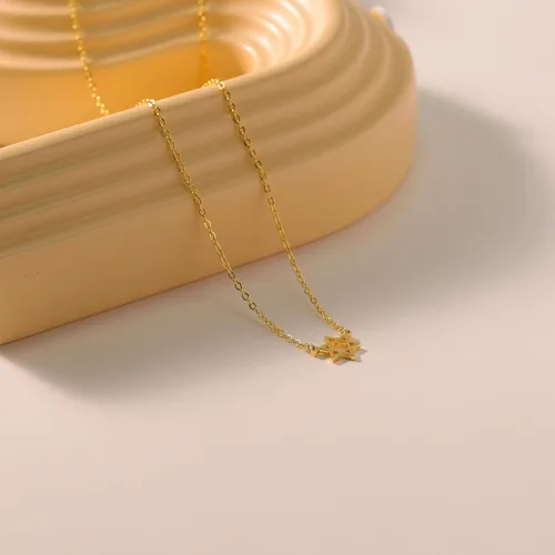 Vista 5 de HLJEO Gold Necklace for Women, 14k Gold Dainty Star of David Flower Sun Evil Eye Infinity Design Simple Pendent Necklace for Girls
