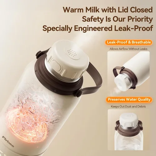 Vista 8 de Calentador de botellas portátil, 12000 mAh de larga duración, calentamiento rápido de 3 minutos para leche materna/fórmula/agua, control preciso