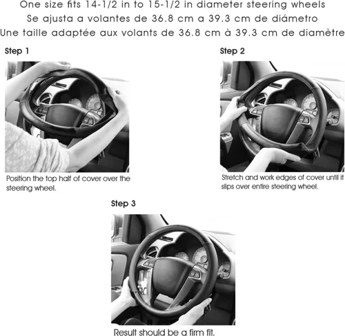 Vista 7 de Custom Accessories 35710P funda para volante con diseño en madera y acabado cromado, color negro