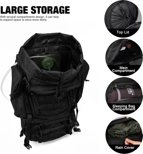 Vista 4 de Mardingtop Mochila de senderismo de 60L + bolsa de hidratación de 2.5 litros