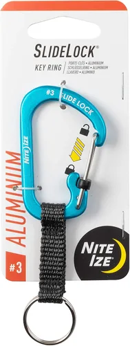 Vista 8 de Nite Ize SlideLock Llavero, Llavero Mosquetón con Bloqueo de Aluminio con Correa, Azul