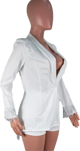 Vista 6 de Conjunto sexy de 2 piezas para mujer, chaqueta a rayas, pantalones cortos, ropa de club, ropa de algodón y lino