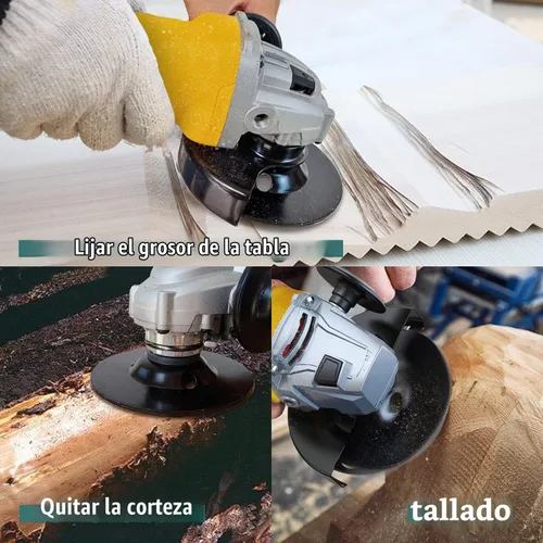Vista 9 de OBA Juego de discos de tallado de madera, 3 piezas, 4-1/2 pulgadas, juegos de muelas de madera con eje de 5/8 pulgadas para amoladora angular