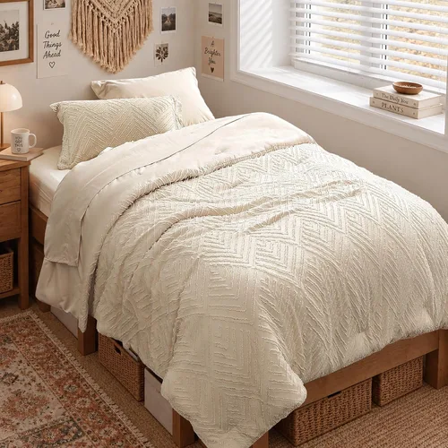 Vista 17 de Zzlpp Juego de edredón individual de 5 piezas, ropa de cama beige en una 01 - Beige
