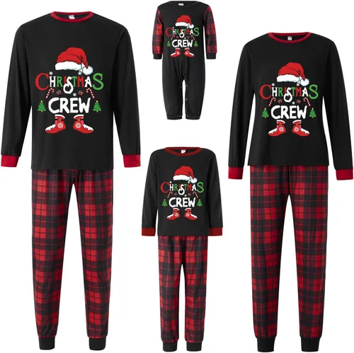 Vista 2 de OAKFashion Conjunto de pijamas familiares de Navidad, pijamas familiares a juego