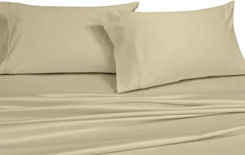 Vista 2 de Royal Tradition Juego de 2 fundas de almohada estándar de 600 hilos, 100% algodón, color beige