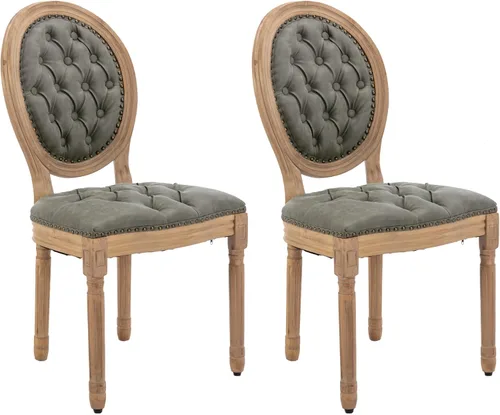 Vista 22 de LKTART Juego de 2 sillas de comedor francesas de piel sintética con botón y cabezal de clavos para sala de estar, cocina, sillas laterales ovaladas