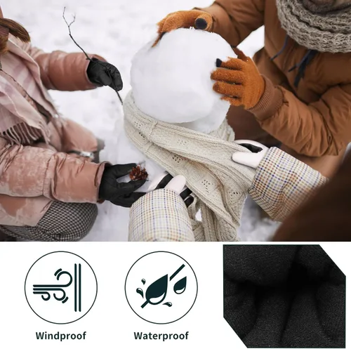 Vista 3 de Guantes de esquí, impermeables, compatibles con pantalla táctil, relleno de 3M EC120, cuerda antipérdida para padres e hijos