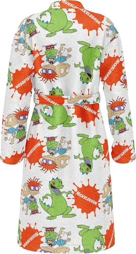 Vista 2 de Nickelodeon Rugrats SUPER PLUSH Full-Length Long Sleeve Fleece Wrap Robe with Reptar, Tommy and Chuckie
