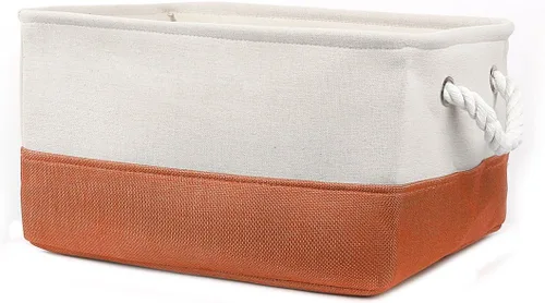 Vista 9 de uxcell Canasta de almacenamiento de tela plegable con asas dobles, contenedores plegables para almacenamiento de ropa de lavandería, organizador