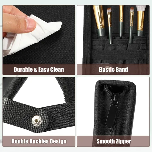 Vista 4 de VOCOSTE Soporte plegable para brochas de maquillaje, 23 bolsillos, organizador de brochas de maquillaje, bolsa de viaje para brochas de maquillaje