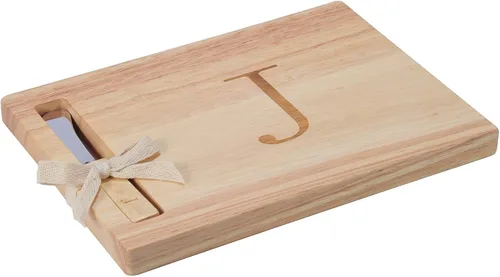 Vista 11 de Miicol Tabla de madera para charcutería, tabla de queso con monograma de 10 pulgadas, tabla de cortar inicial personalizada con esparcidor, regalo