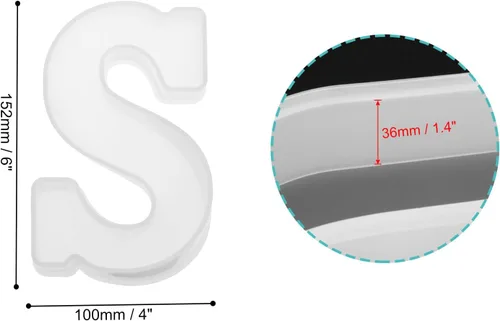 Vista 2 de HARFINGTON Moldeo de resina grande con letra S de 6 pulgadas, molde de silicona con alfabeto mayúscula 3D para arte de letreros de palabras