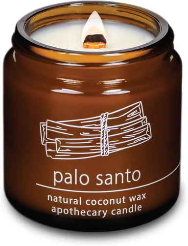 Vista 19 de Vela de mecha de madera agrietada Hemlock Park hecha a mano con cera de coco natural (grande de 16 oz, ámbar) Coconut Apricot Wax Crackling Wood