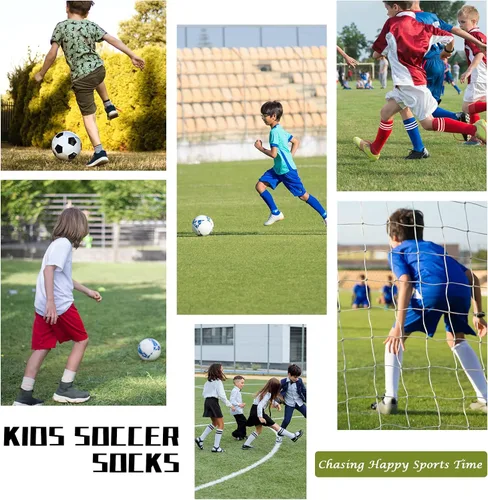 Vista 5 de Zando 4 pares de calcetines de fútbol para niños, calcetines de béisbol y sóftbol, calcetines atléticos juveniles para niños y niñas, calcetines