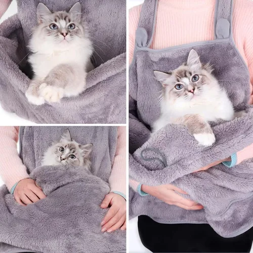 Vista 4 de Portador para gatos y mascotas, delantal, chaleco suave, bolsa de transporte para mascotas en el hombro para mascotas, para mascotas, bolsa frontal