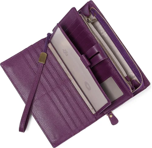 Vista 8 de SENDEFN Carteras de mujer de gran capacidad con bloqueo RFID, carteras de cuero, organizador de tarjetas de crédito con porta cheques, Compacto