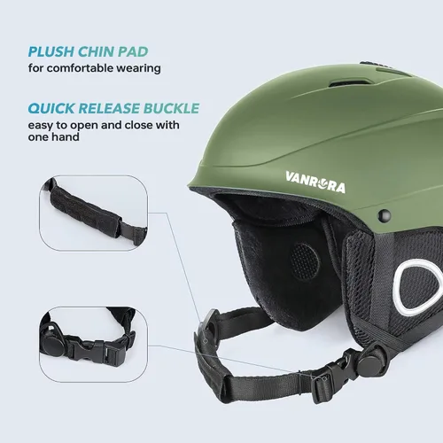 Vista 5 de VANRORA Casco de esquí, casco de snowboard para hombres y mujeres, ventilación con control de clima, ajuste de esfera, compatible con gafas, forro