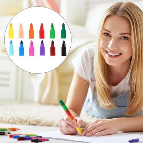 Vista 6 de Leinuosen 12 piezas de crayones apilables de colores apilables