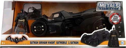 Vista 4 de Jada DC Comics Batman 2015 Arkham Knight Batmobile y Batman Metals Vehículo coleccionable de juguete fundido a presión con figura, negro, escala 1:24