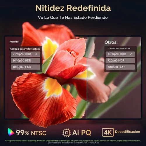Vista 2 de Proyector 4K con WiFi y Bluetooth, enfoque automático AI de 1500 ANSI y 6D Keystone Dolby Audio HDR10+, proyector inteligente KOGATA