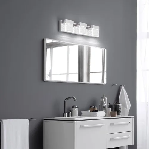 Vista 3 de Luces de tocador de burbujas, 3 luces cromadas modernas de cristal para baño, 6000 K