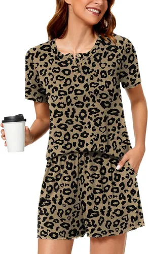 Vista 3 de syoss Conjunto de pijama casual de 2 piezas para mujer, ropa de dormir con bolsillos