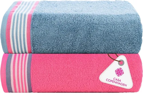 Vista 40 de CASA COPENHAGEN Exotic - Juego de 6 toallas de diseño de 100% algodón egipcio, color azul aguamarina, 550 GSM, 2 toallas de baño, 2 toallas de baño