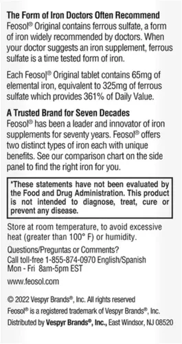 Vista 3 de Feosol Vitaminas originales, 120 unidades (paquete de 2)