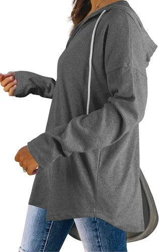 Vista 3 de Bofell Sudaderas con capucha de moda para mujer, sudaderas largas con cuello en V, sudaderas de Halloween a la moda ahora 2023