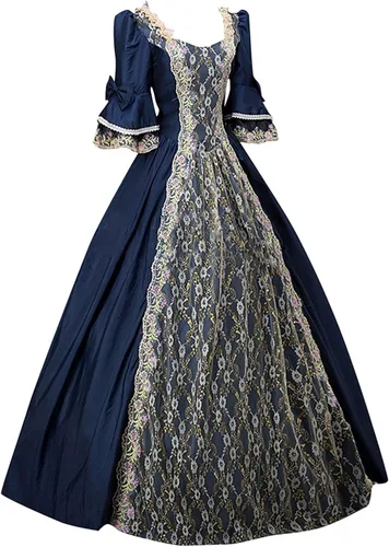 Vista 3 de YSLMNOR Vestidos de Halloween Renissance para mujer, talla grande, vestidos de baile medievales, disfraces de Halloween para mujer, vestido