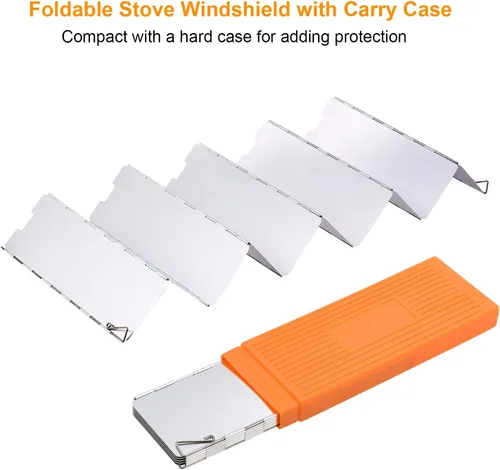 Vista 4 de Estufa de camping de 10 placas Parabrisas plegable con estuche Parabrisas para estufa de camping de 10 placas