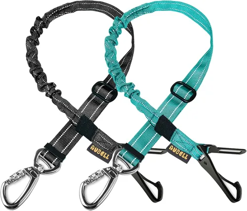 Vista 20 de AUBELL Cinturón de seguridad para perro, 3 en 1, ajustable, reflectante, resistente, arnés de perro con gancho de clip, cierre y hebilla, mosquetón