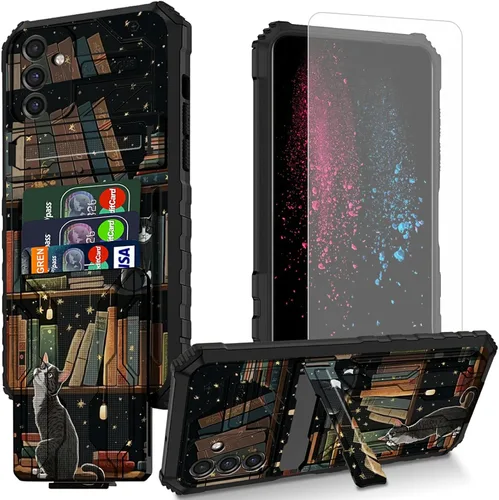 Vista 19 de Funda para teléfono Samsung Galaxy A54 con protector de pantalla, funda con ranura para tarjetas desmontable incorporada, con función atril, a