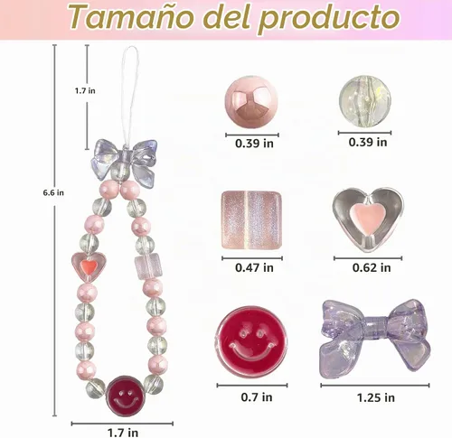 Vista 4 de SHUANGART Kit de 252 piezas de cadena de teléfono, abalorios para teléfono celular, juego de correa de muñeca con cuentas acrílicas surtidas