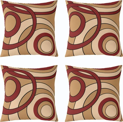 Vista 17 de Erosebridal Paquete de 4 fundas de almohada con diseño de círculos circulares y retro, color verde azulado degradado, fundas de cojín redondas Multi