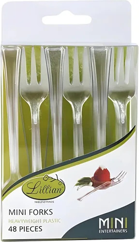 Vista 2 de Lillian Tablesettings Mini tenedor Transparente Paquete de 48 vajillas de plástico, 11 x 10 x 1 pulgadas