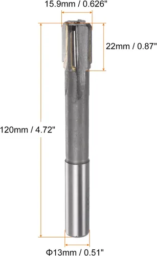 Vista 2 de HARFINGTON Escariador de chucking de 0.626 in H7 C1/K30 punta de carburo rectas de precisión, vástago redondo, fresadora