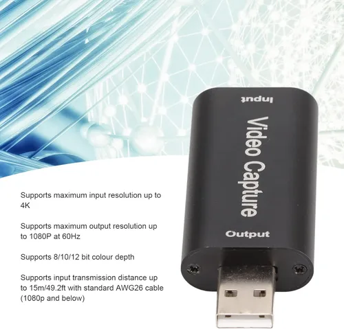 Vista 3 de VBESTLIFE Tarjeta de captura de video 4K, dispositivo de captura de video USB, tarjeta de captura de juegos de tarjeta Cam Link, adaptador