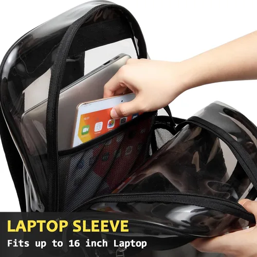 Vista 9 de ASKSKY Mochila transparente aprobada para estadios, 0.020 in de grosor de PVC transparente, resistente mochila transparente para la escuela, PVC